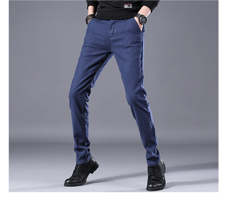 Mùa đông nam cộng với nhung dày quần thường nam cộng với quần cotton ấm quần dày thẳng thẳng dụng cụ màu đen trong thắt lưng thủy triều quần nam ống rộng