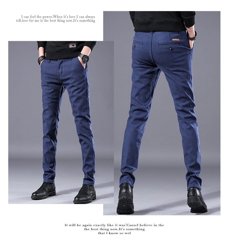 Mùa đông nam cộng với nhung dày quần thường nam cộng với quần cotton ấm quần dày thẳng thẳng dụng cụ màu đen trong thắt lưng thủy triều quần nam ống rộng