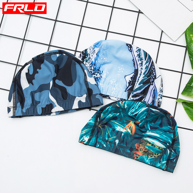 Swimming cap Male adult large comfortable non-le head ear protection Female long hair elastic fabric swimming cap Professional swimming diving