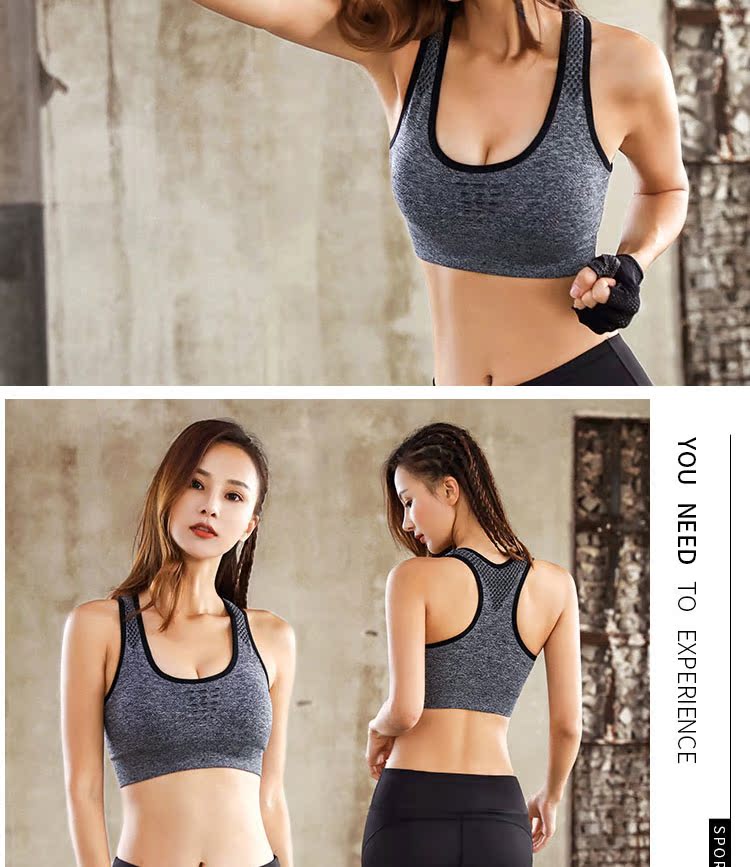 Thể thao chống sốc chạy bộ đồ lót nữ kích thước lớn thu thập vẻ đẹp thoáng khí kiểu vest hàng đầu mà không có vành yoga tập thể dục áo tập thể dục