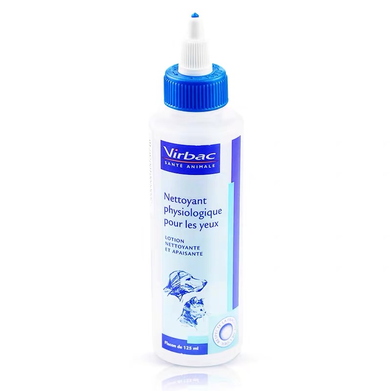 Ade's French imported pet eye wash veterinarian recommends Vic eye clean 125ml for dogs and cats