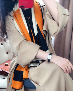 New H Color-Blocked Letter Warm Silk Wool Large Square Scarf, Air-Conditioned Room Warm Shawl Scarf, Dual-Use for Autumn and Winter Women