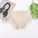 Шелковые тонкие кружевные трусы, антибактериальные шорты, дышащие штаны, средняя посадка, большой размер