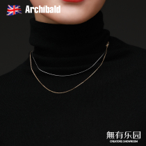 ARCHIBALD gold and silver bicolor curved necklace fine chain rope design advanced feel light and luxurious neck lock bone chain woman