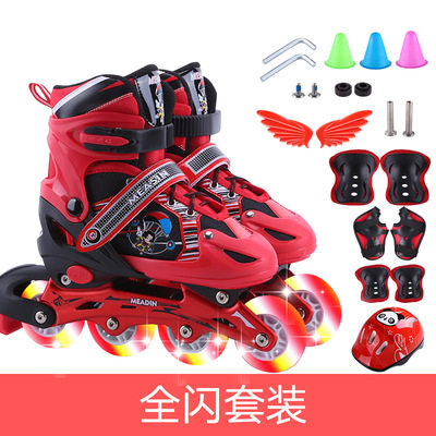 swiss beginners really good straight skating shoes children adjustable boys girls flash roller skates full set of roller skates