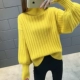 Mùa thu đông 2018 áo len mới của phụ nữ đầu ngắn học sinh chạm đáy áo sơ mi lỏng lẻo áo len Hàn Quốc