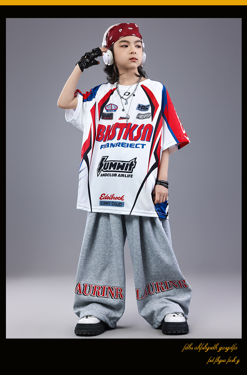 儿童街舞演出服嘻哈男童表演服hiphop架子鼓女童酷帅潮秋季舞蹈服 — 8