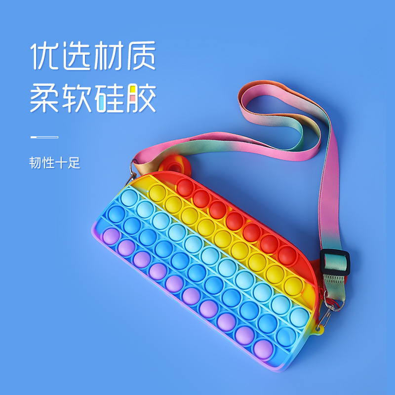 Cross-border Rodent Pioneer Decompression Tote Bag Bubble Silicone Shoulder Backpack Ladies Decompression Girls Stationery Box Bag