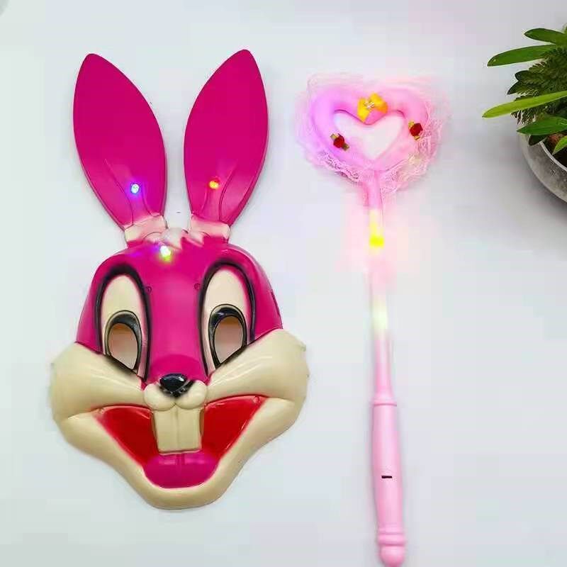 Mask Veil Bunny Glowing Pink Little White Rabbit Children Cartoon Cartoon Cartoon 61 Christmas Stage Performance Props