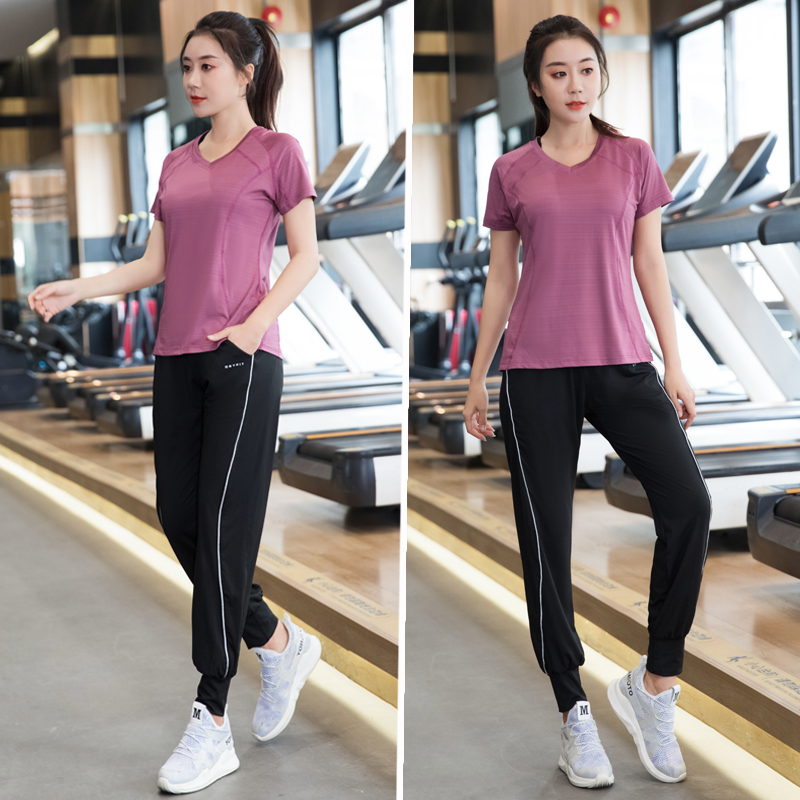 Summer Gats plus size Fitness Room Yoga Running Clothes Woman 200 catty mm Morning Run Speed Dry sports suit