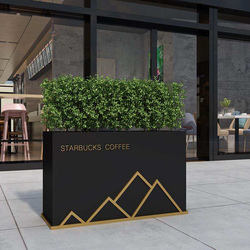 Stainless steel flower box Outdoor sample house display center Hotel club Wrought iron fence combination outdoor flower bed box flower pot tank