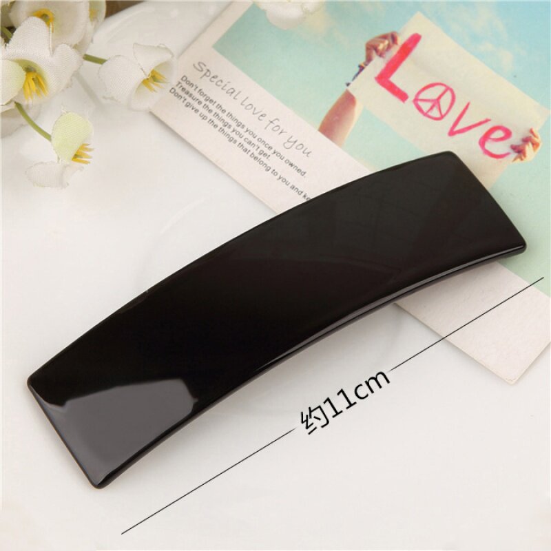 Minimalist black overt large number spring horsetail hair clip rear brain spoon Wide side horizontal clip hairpin Korea I clip
