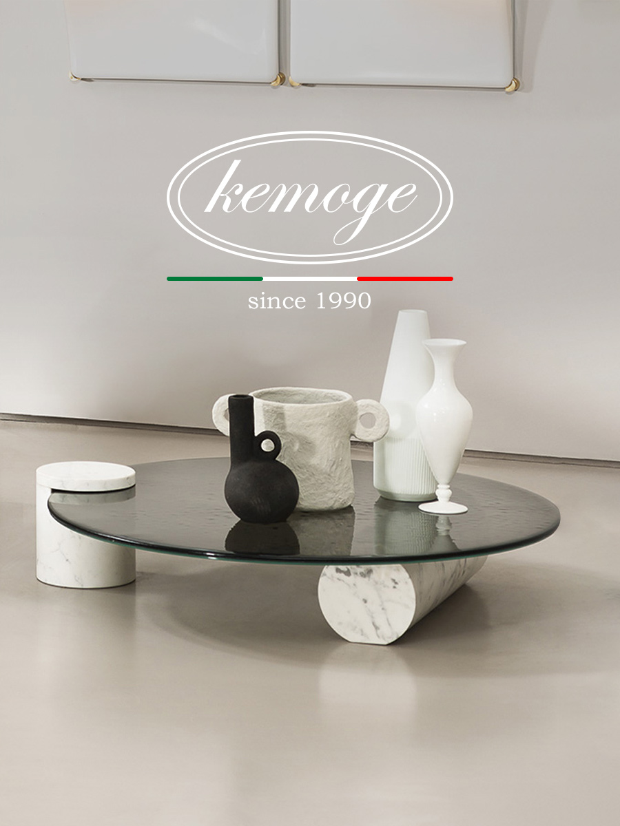 Italian baxter VERRE designer marble water ripple glass round coffee table simple modern light luxury