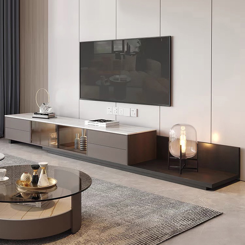 Nordic Rock Board Telescopic TV Cabinet Tea Table Minima Light Extravaganza Modern Wind New TV Cabinet Small Family
