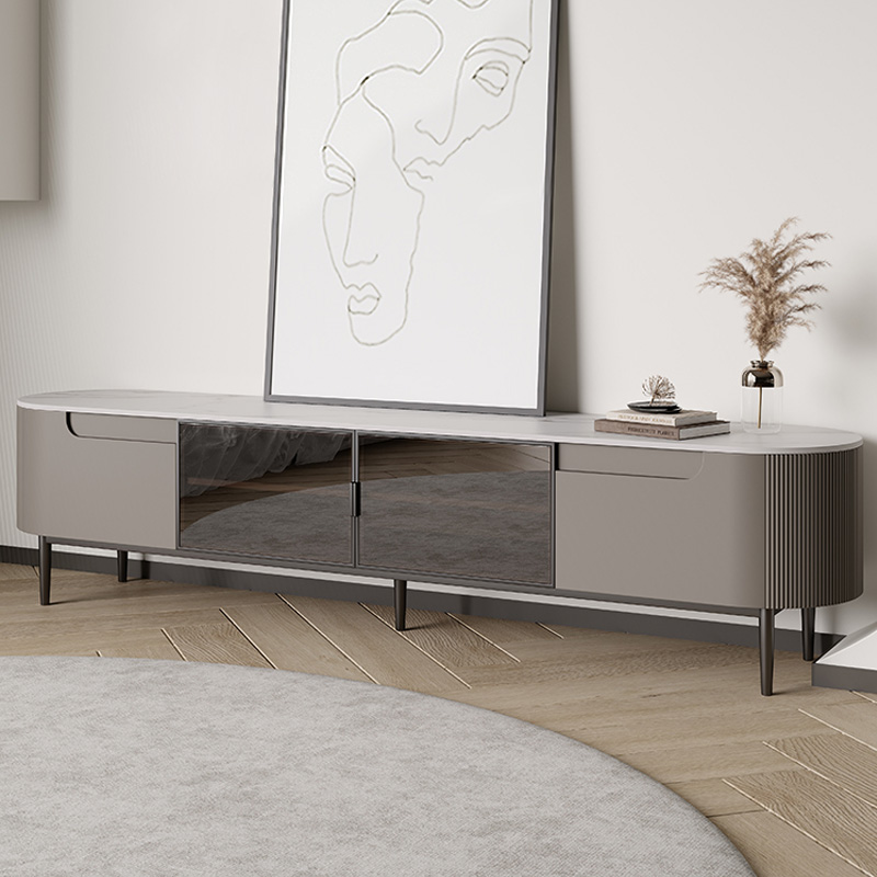 Nordic Tea Table TV Cabinet Composition Modern Living Room Rock Board Tea Table Round Pole Minimalist Tea Table Designer creative