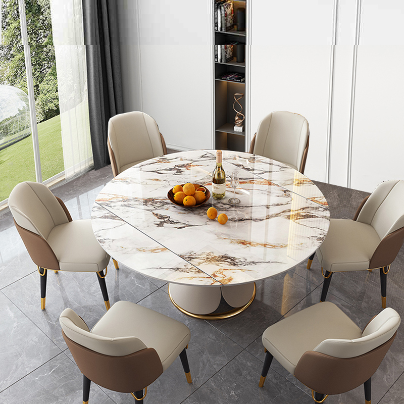 Imported Rock Plate Dining Table Light Extravagant Full Body Bright Light Facial Dining Table And Chairs Combined Modern Minima Small Family Dining Table