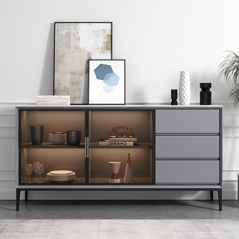 Imported Rock Plate Dining Cabinet Multifunction Marble High-end Wine Cabinet Modern Minima Living Room Containing Cabinet Close To Wall Home
