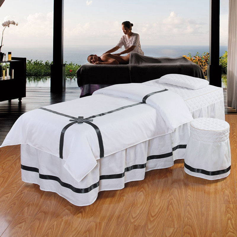 Beauty bed cover four-piece set of simple high-grade European luxury beauty salon bed set Korean physiotherapy body massage custom