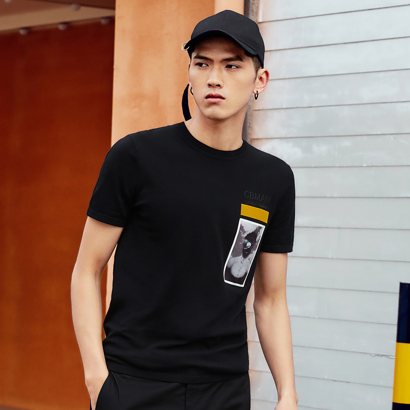 nam Carbine của t-shirt T-shirt ngắn tay hợp thời trang dệt kim đường phố trẻ t-shirt dòng quần áo mới đang bán cắt.