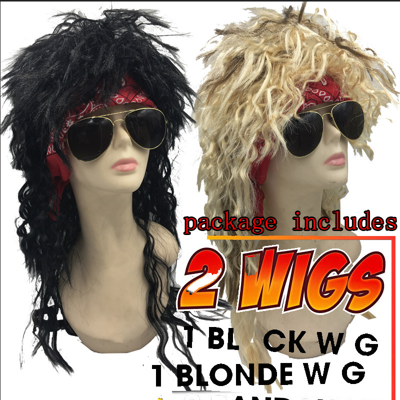 European and American 80S Retro Rock Style Long Curly Hair Fluffy Corn Perm Instant Noodle Curls Black Afro Rock Wig European and American 80S Retro Rock Style Long Curly Hair Fluffy Corn Perm Instant Noodle Curls Black Afro Rock Wig