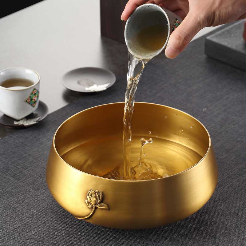 Pure copper king size tea wash building water wash tea bowl pen wash Zen Kung Fu tea accessories Water bowl cup wash Household pen wash