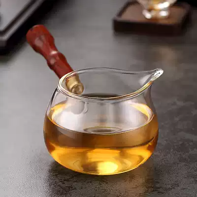 Jinzhida glass male Cup side to put solid wood Road cup thick tea sea heat-resistant tea separator kung fu tea separation