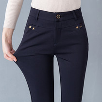 Middle-aged womens pants spring and autumn and winter plus velvet thickened 2020 new mother pants high waist loose straight casual trousers