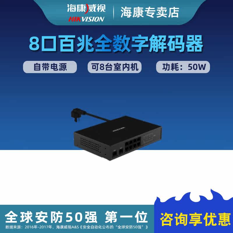 Hikvision 8-port all-digital decoder comes with its own power supply DS-KCJ602