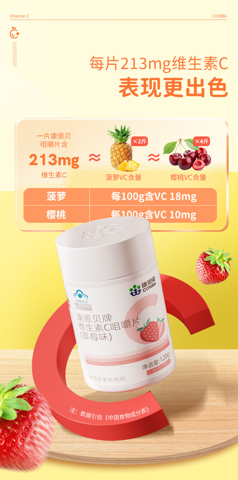 康恩贝 维生素C咀嚼片 香橙味 100片 新低9.9元包邮 值值值-买手聚集的地方