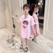 Girl dress summer 2021 new foreign style Net Red children Chinese style skirt girl short sleeve princess dress