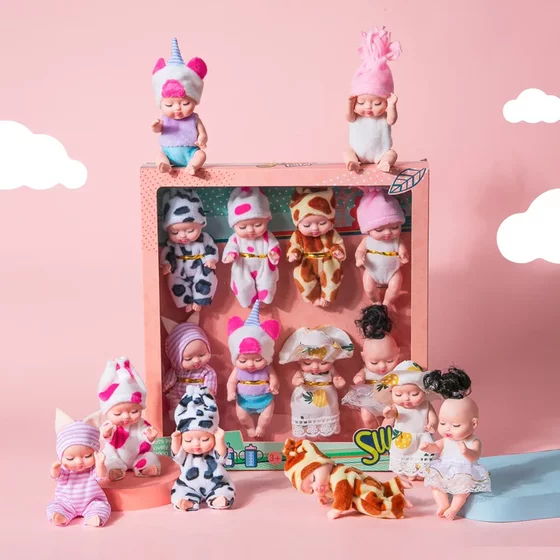 
8 pack mini sleep dolls cute simulation rebirth baby animal dress girl birthday gift toys
