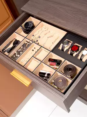 Jewelry storage box high-end leather wardrobe drawer-type large-capacity lattice flannel watch jewelry box pallet customization