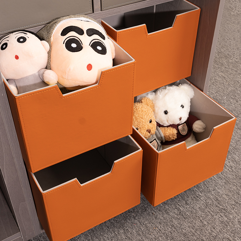 Leather Wardrobe containing box Home Toy clothes finishing box Drawer Large Capacity Leather Cloakroom Customizable