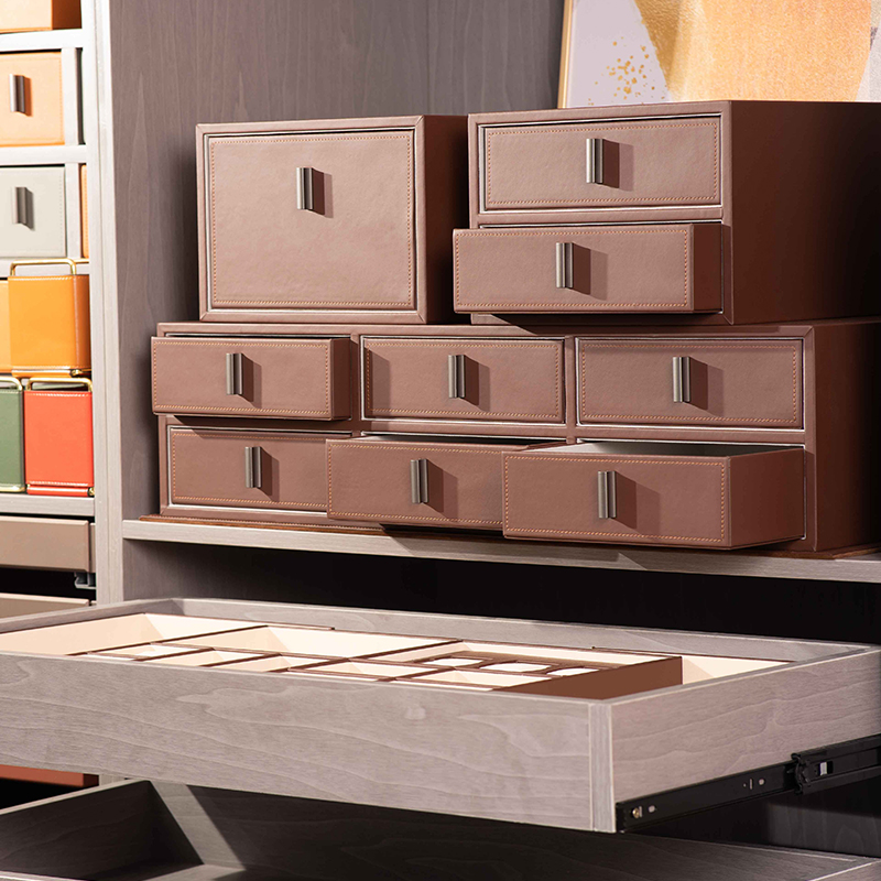 Custom light and luxurious drawer containing cabinet living-room pull-out containing box cloakroom Wardrobe Upscale Leather holding cabinet