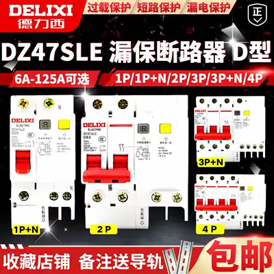 Type D DZ47SLE leakage protector 32A Delixi circuit breaker 2P air open 63A switch 16A20A25A40