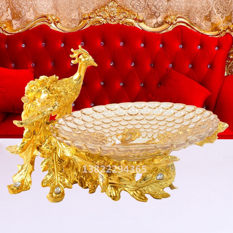 Ktv bar creative dragon and phoenix fruit plate rack nightclub luxury European fruit plate seat glass fruit plate desktop decoration