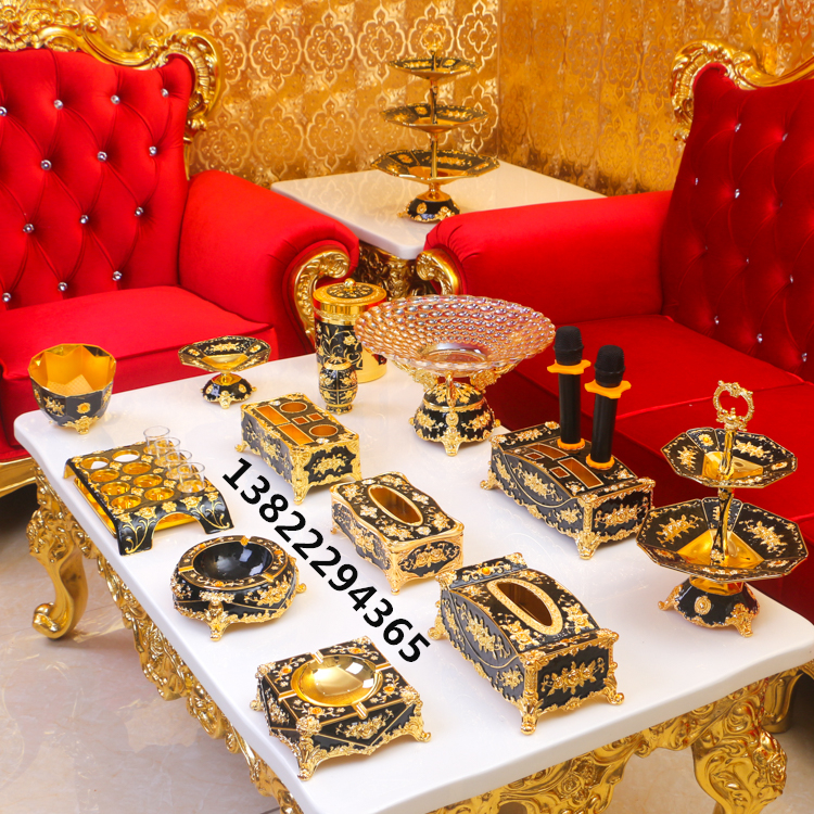 Ktv table supplies high-end European-style fruit plate rack platter bar table metal ashtray tissue box microphone rack