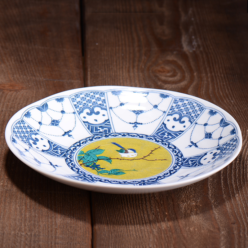 Love make burn plate of creative big plate painting of flowers and birds imported from Japan Japanese suits for combination of household ceramic disc
