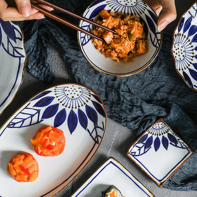 Love make burn pozzo's xiang fang sunflower ceramic tableware imported from Japan Japanese saury deep dish plate and wind