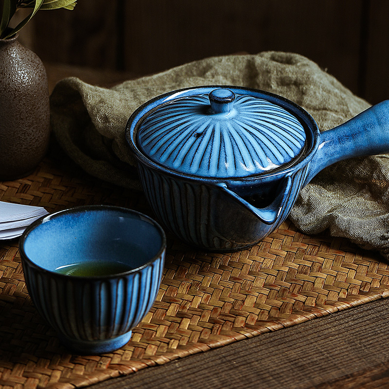 Love make burn Japanese imports ceramic tea set hand carved green lasts a teapot teacup Japanese under the glaze color tea set
