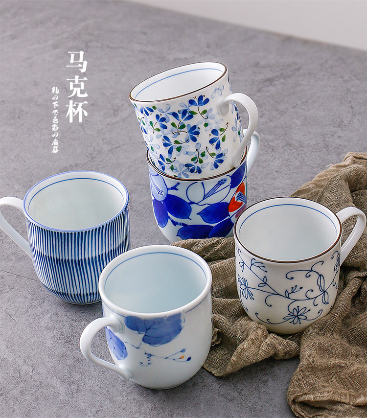爱悦烧日本进口陶瓷茶具马克杯日式带柄咖啡杯牛奶杯花茶杯 盛江名瓷在线