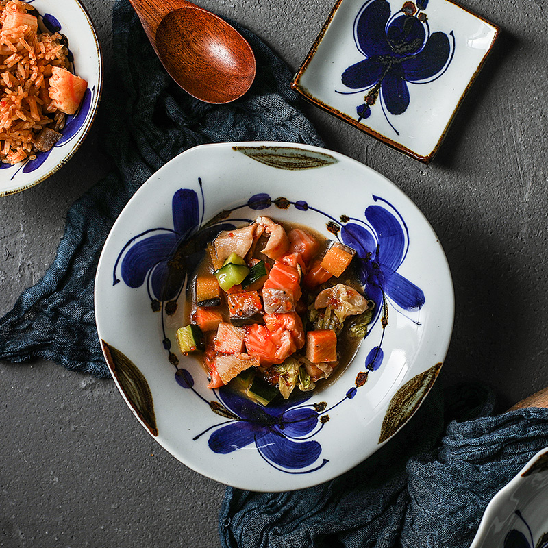 Love make burn pozzo's xiang fang iris ceramic tableware imported from Japan Japanese saury deep dish plate and wind