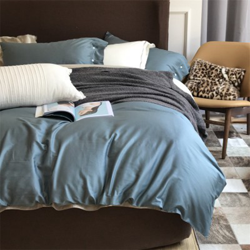 Bed products Customized 80 Tribute Satin Pure Egyptian long suede cotton single sheet Quilt Cover Pillowcase Set for a vegetarian colour brief