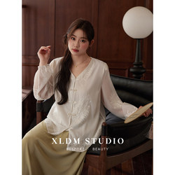 Xiaoli's self-made large size women's clothing, new Chinese style improved national style heavy industry embroidery top cardigan body with lining