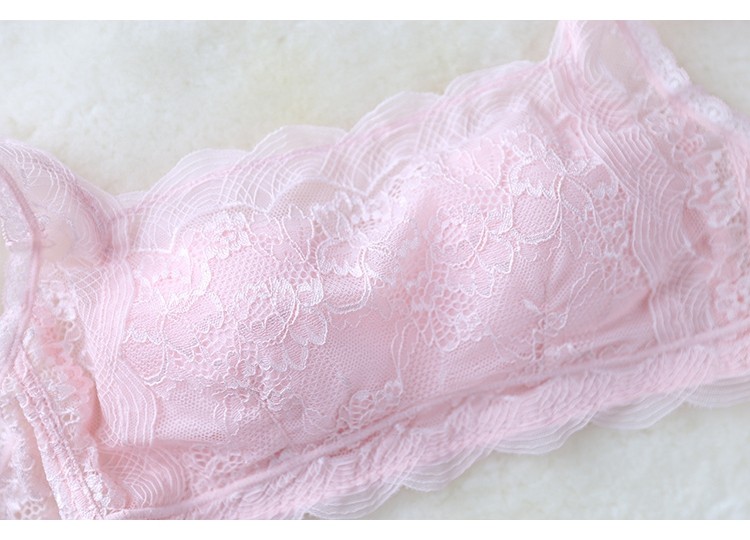 抹胸文胸 超薄防走光 夏季透明蕾丝裹胸式打底少女无钢圈内衣美背详情26