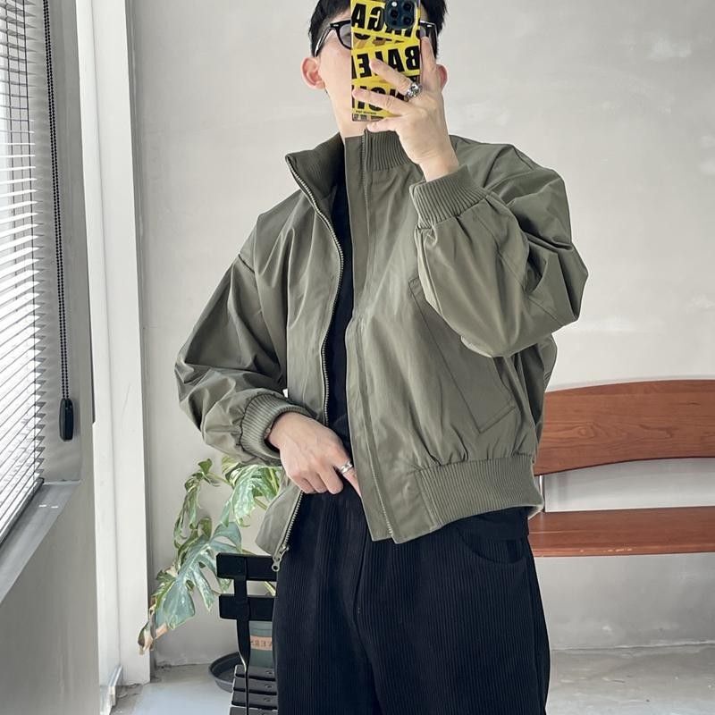 2026 Spring and Autumn New Pilot American Casual Men's High Street Stand Collar Baseball Flight Jacket Short Coat