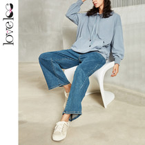 loveloc maternity pants Spring and autumn pants Maternity wide leg jeans Straight leg base loose large size summer thin