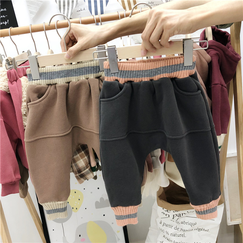 Anti-season special baby velvet thickened PP butt pants Boys and girls winter pants Children children pants