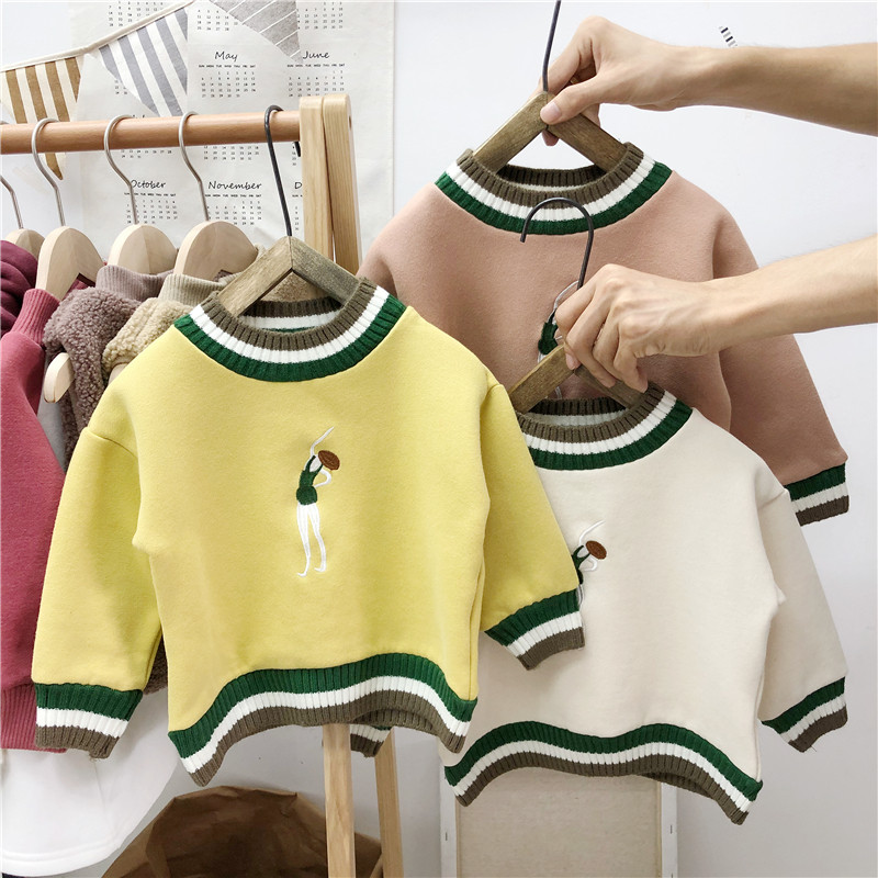 Anti-season special baby velvet sweater Women and men children thickened base shirt Autumn children and infants winter top