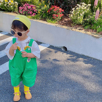 Boy pants baby back with pants child clothing 2022 summer new girl short sleeves Two sets Children Korea Costume Tide